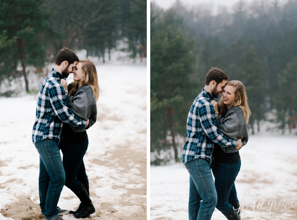 Katie Grace Photography, Grand Rapids Michigan Wedding Photography, coffee shop Engagement, Snowy winter engagement 