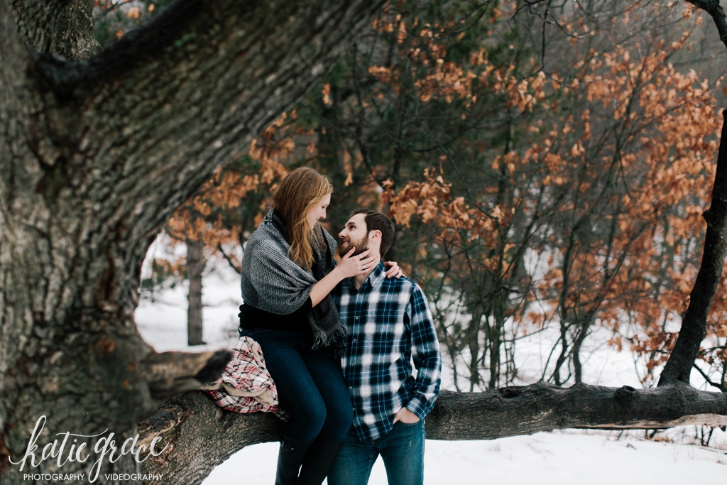 Katie Grace Photography, Grand Rapids Michigan Wedding Photography, coffee shop Engagement, Snowy winter engagement 